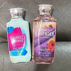 Bath and body set of two lotion in carried away and French lavender and honey